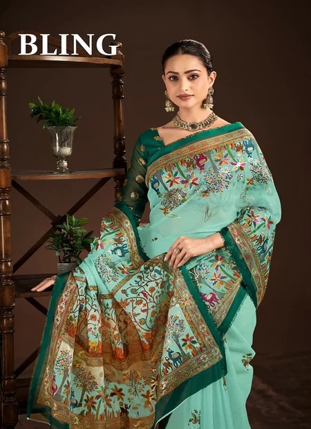 Bling By Sanjana Crepe Silk Printed Sarees Wholesale Clothing Distributors In India